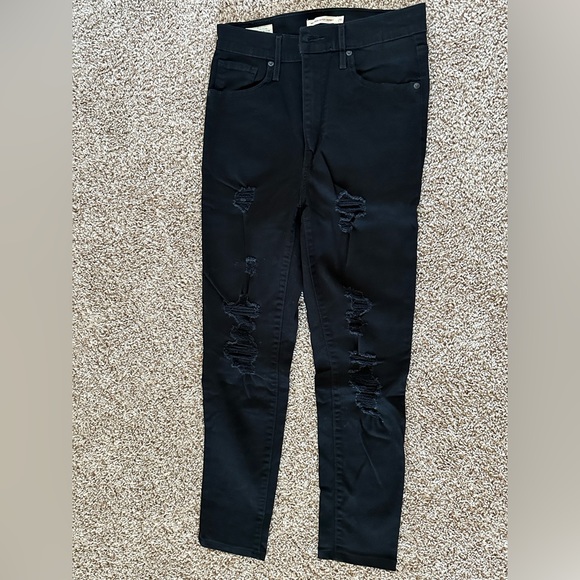 Levi's Denim - Levi's Mile High Super Skinny Jeans, Distressed Black Denim Sz 29 Short